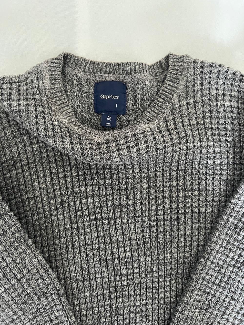 GAP Kids Textured Gray Crewneck Sweater